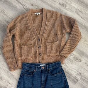 Madewell Brown Ribbed Cardigan Sweater